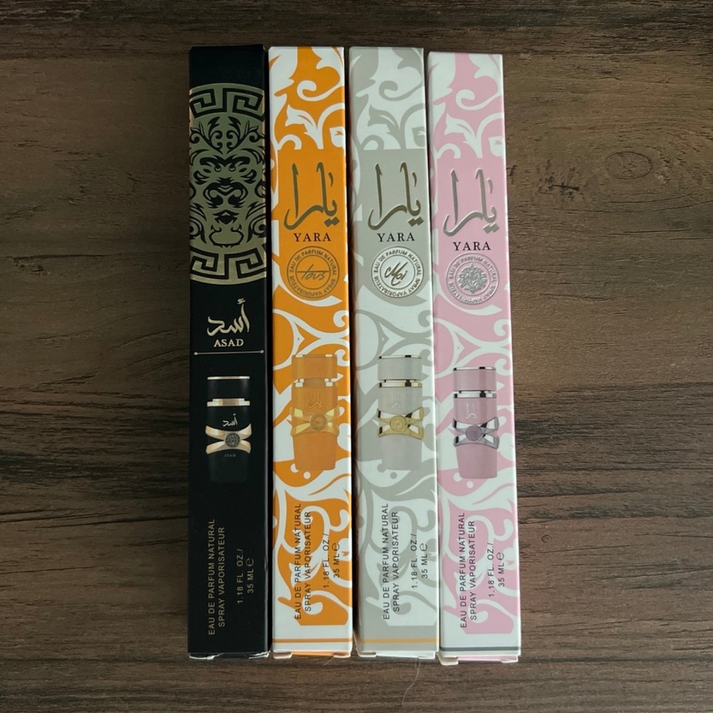 Yara & Asad Roll-On Perfume Set - Black, Orange, White, candy